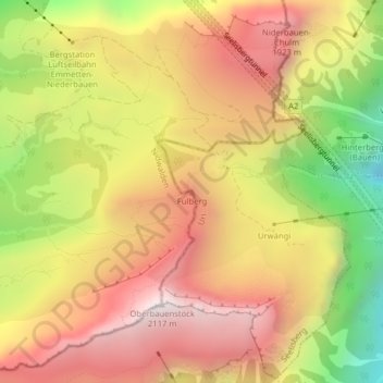 Mappa topografica Fulberg, altitudine, rilievo