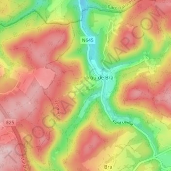 Mappa topografica Sur le Thier, altitudine, rilievo