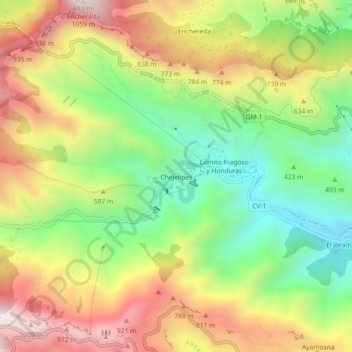 Mappa topografica Chejelipes, altitudine, rilievo