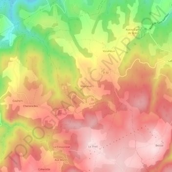 Mappa topografica Meyrieux, altitudine, rilievo
