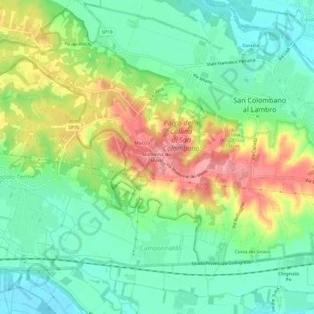 Mappa topografica Madonna dei Monti, altitudine, rilievo