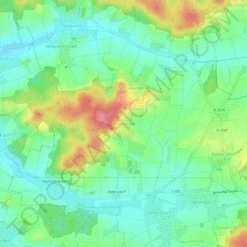 Mappa topografica Hohenried, altitudine, rilievo