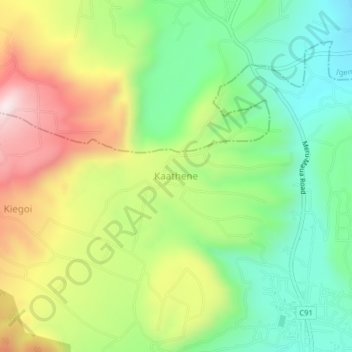 Mappa topografica Kaathene, altitudine, rilievo