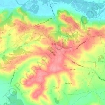 Mappa topografica Bibe, altitudine, rilievo