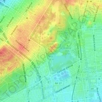 Mappa topografica Lookout Hill, altitudine, rilievo