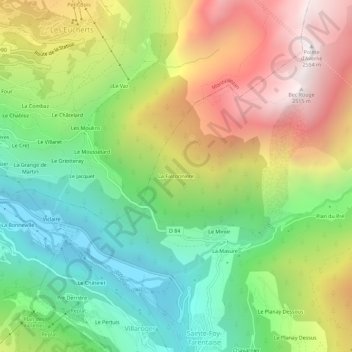 Mappa topografica La Falconnière, altitudine, rilievo