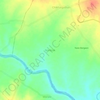 Mappa topografica Nimblak, altitudine, rilievo