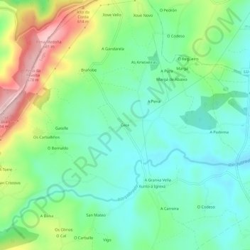 Mappa topografica Cece, altitudine, rilievo
