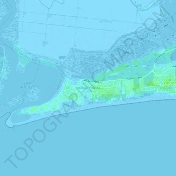 Mappa topografica Bibione Pineda, altitudine, rilievo