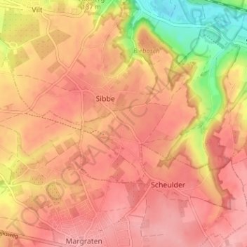 Mappa topografica IJzeren, altitudine, rilievo