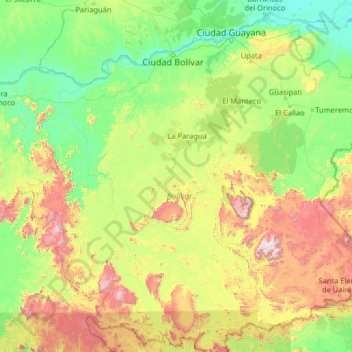 Mappa topografica Bolívar, altitudine, rilievo