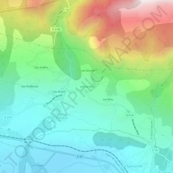 Mappa topografica Les Carles, altitudine, rilievo