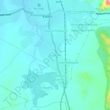 Mappa topografica Beripalle, altitudine, rilievo