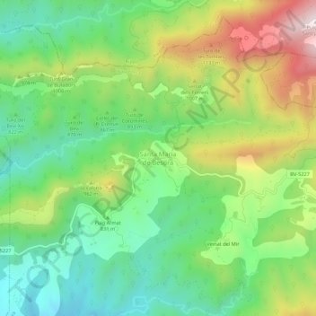 Mappa topografica Santa Maria de Besora, altitudine, rilievo