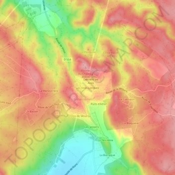Mappa topografica Les Aires Longues, altitudine, rilievo