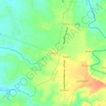 Mappa topografica Patalac, altitudine, rilievo