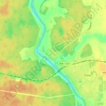 Mappa topografica Турно, altitudine, rilievo