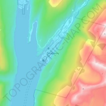Mappa topografica Skagway, altitudine, rilievo