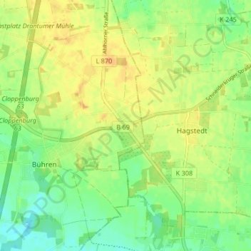Mappa topografica Schneiderkrug, altitudine, rilievo