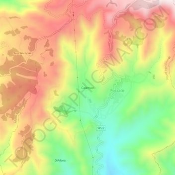 Mappa topografica Calamaci, altitudine, rilievo