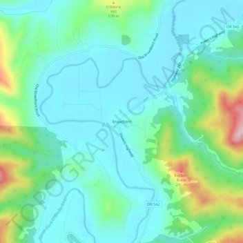 Mappa topografica Broadbent, altitudine, rilievo