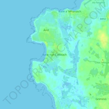 Mappa topografica Nunton, altitudine, rilievo
