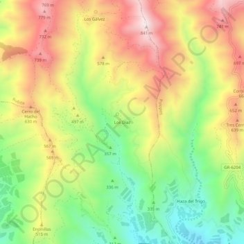 Mappa topografica Los Díaz, altitudine, rilievo
