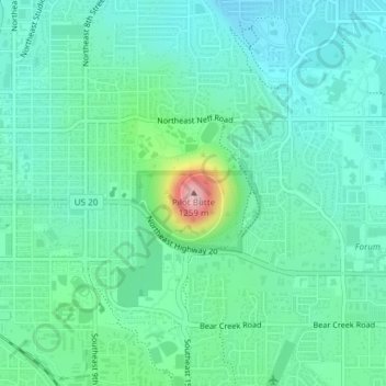 Mappa topografica Pilot Butte, altitudine, rilievo