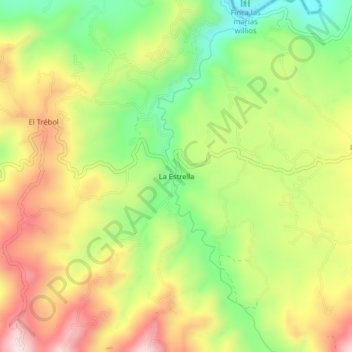 Mappa topografica La Estrella, altitudine, rilievo