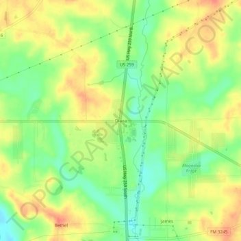 Mappa topografica Diana, altitudine, rilievo