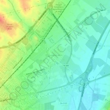Mappa topografica Guadalcacín, altitudine, rilievo