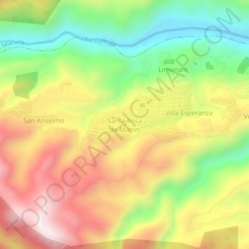 Mappa topografica Santa Rosa de Mapiri, altitudine, rilievo