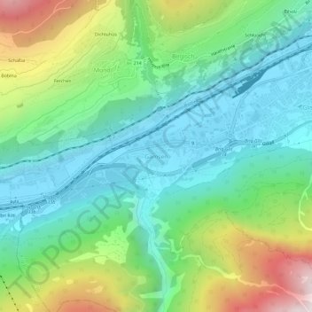 Mappa topografica Gamsen, altitudine, rilievo