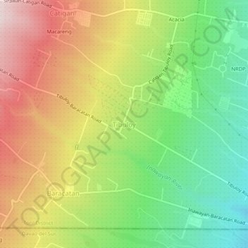 Mappa topografica Tibuloy, altitudine, rilievo