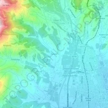 Mappa topografica Fornace, altitudine, rilievo