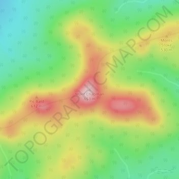 Mappa topografica Mont Chapman, altitudine, rilievo