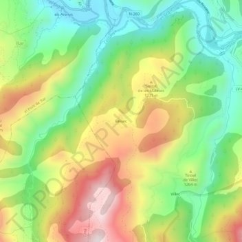 Mappa topografica Béixec, altitudine, rilievo