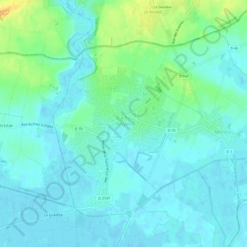 Mappa topografica Angles, altitudine, rilievo