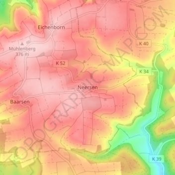 Mappa topografica Neersen, altitudine, rilievo
