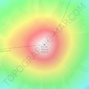 Mappa topografica Volcán Osorno, altitudine, rilievo