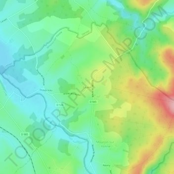 Mappa topografica Coulon, altitudine, rilievo