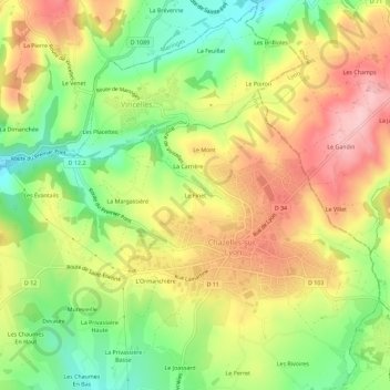 Mappa topografica Le Finet, altitudine, rilievo