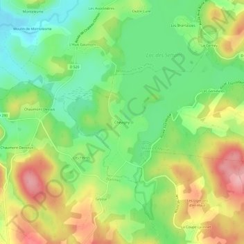 Mappa topografica Chevigny, altitudine, rilievo