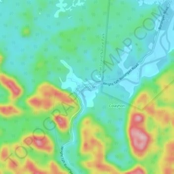 Mappa topografica Binaloan, altitudine, rilievo