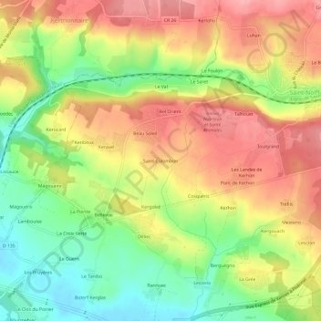 Mappa topografica Saint-Colombier, altitudine, rilievo