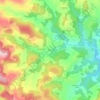 Mappa topografica Riou, altitudine, rilievo