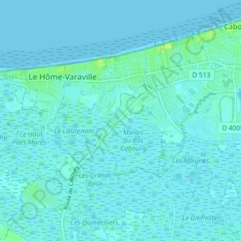 Mappa topografica Bas Cabourg, altitudine, rilievo