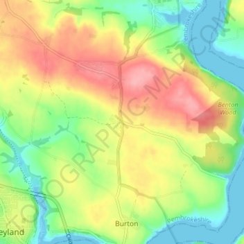 Mappa topografica Houghton, altitudine, rilievo