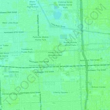 Mappa topografica Hibiscus Point Mobile Home Park, altitudine, rilievo