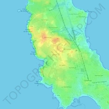 Mappa topografica Kerné, altitudine, rilievo